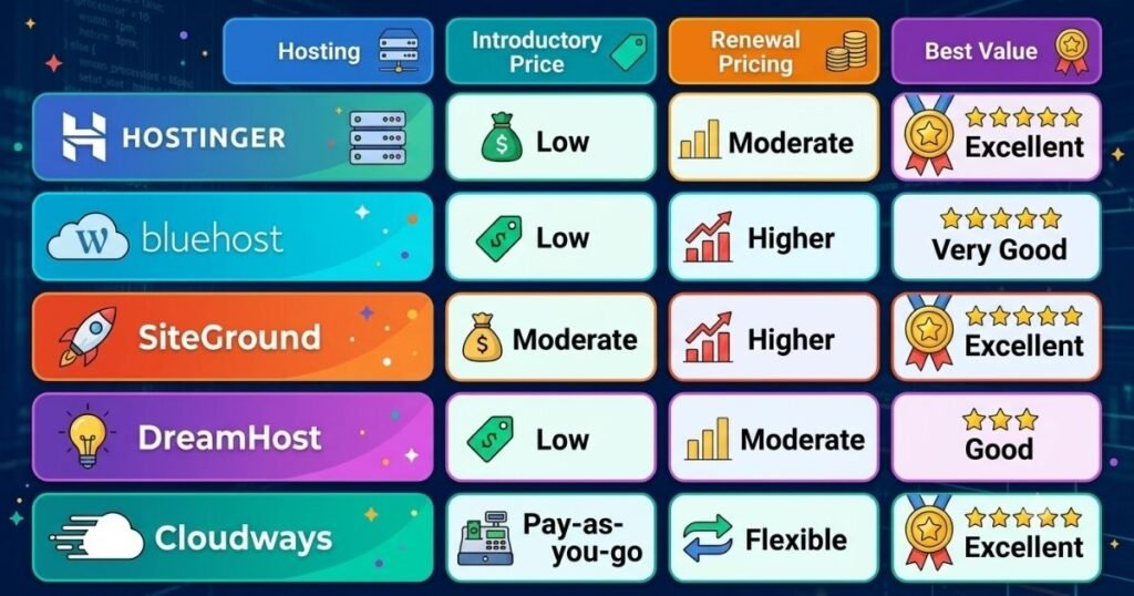 Best Web Hosting in USA in 2026 comparision chart