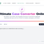 The interface of Savenjoy's Ultimate Case Converter Online tool, featuring a clean white layout with options to paste text and convert it to uppercase, lowercase, or title case