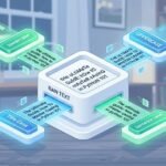 Illustration of a text conversion tool transforming raw text into lowercase, uppercase, title case, and sentence case formats.