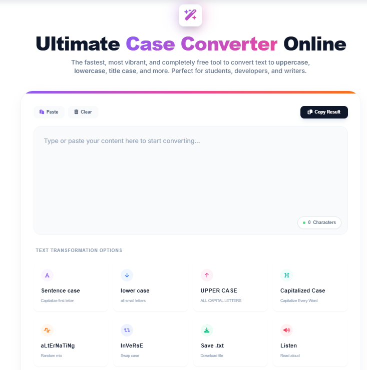 Savenjoy's case convereter online interface